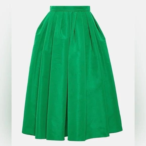 Alexander McQueen Green Gathered Polyfaille Midi Skirt - Size IT 38/US 2 - Picture 2 of 10